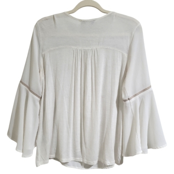 Vintage America Blues Embroidered Boho Peasant Top Bell Sleeves Size Sm Cream... - Picture 3 of 15